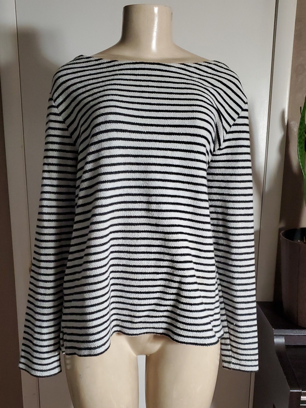 Banana Republic Black & White Striped Long-Sleeve Sweater